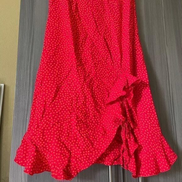 Kiki Red Orange Polka Dotted Ruffled Dress - Picture 8 of 9